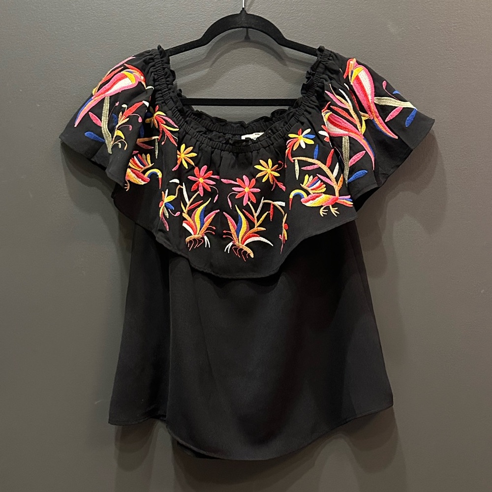 Entro | Off the Shoulder Embroidered Colorful Blouse | Summer Jungle | Small